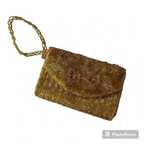 Bijoux Terner Vintage Beaded Wristlet Clutch Evening Bag Quartz Sand Beads Y2K
